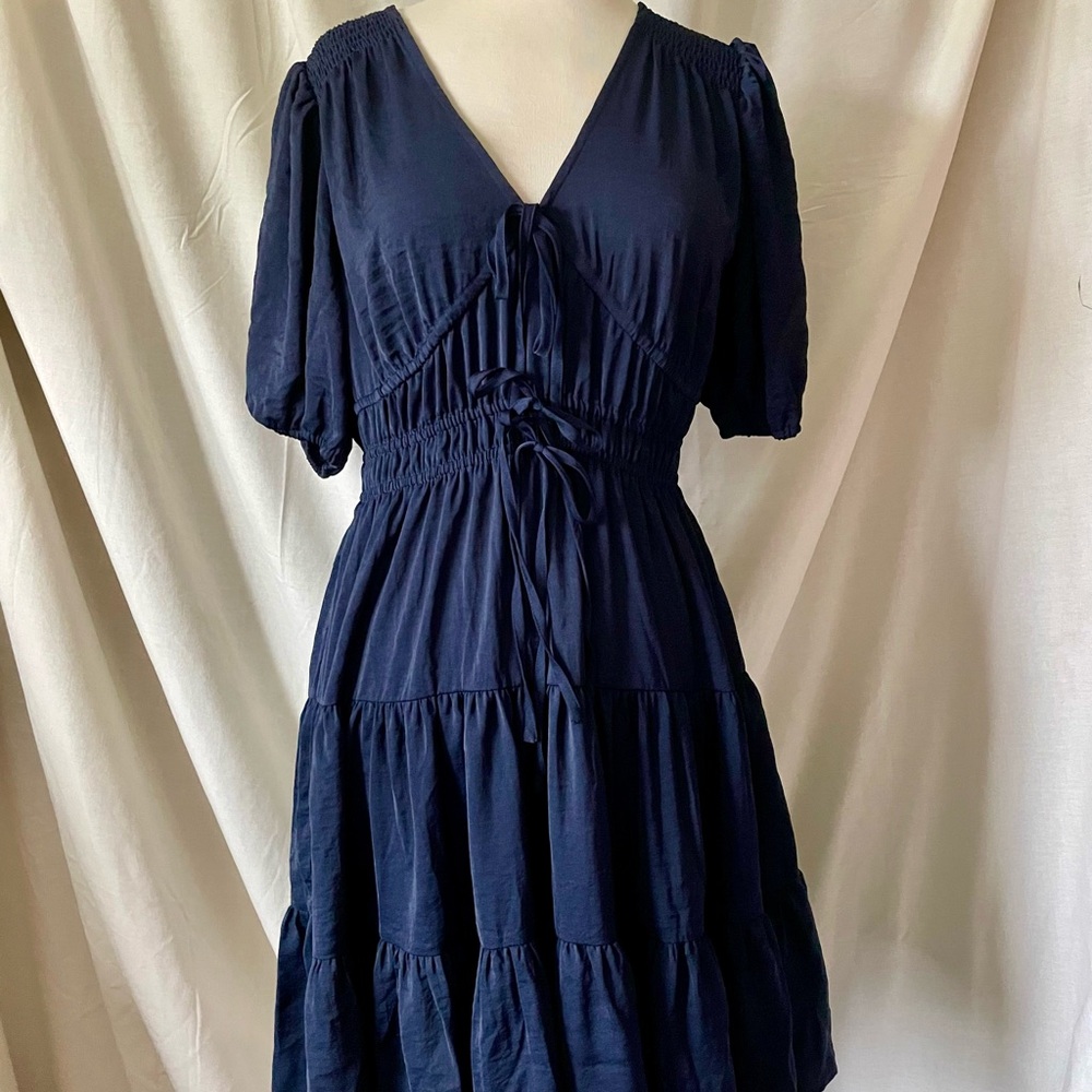 GAP Navy Blue Tiered Midi Dress